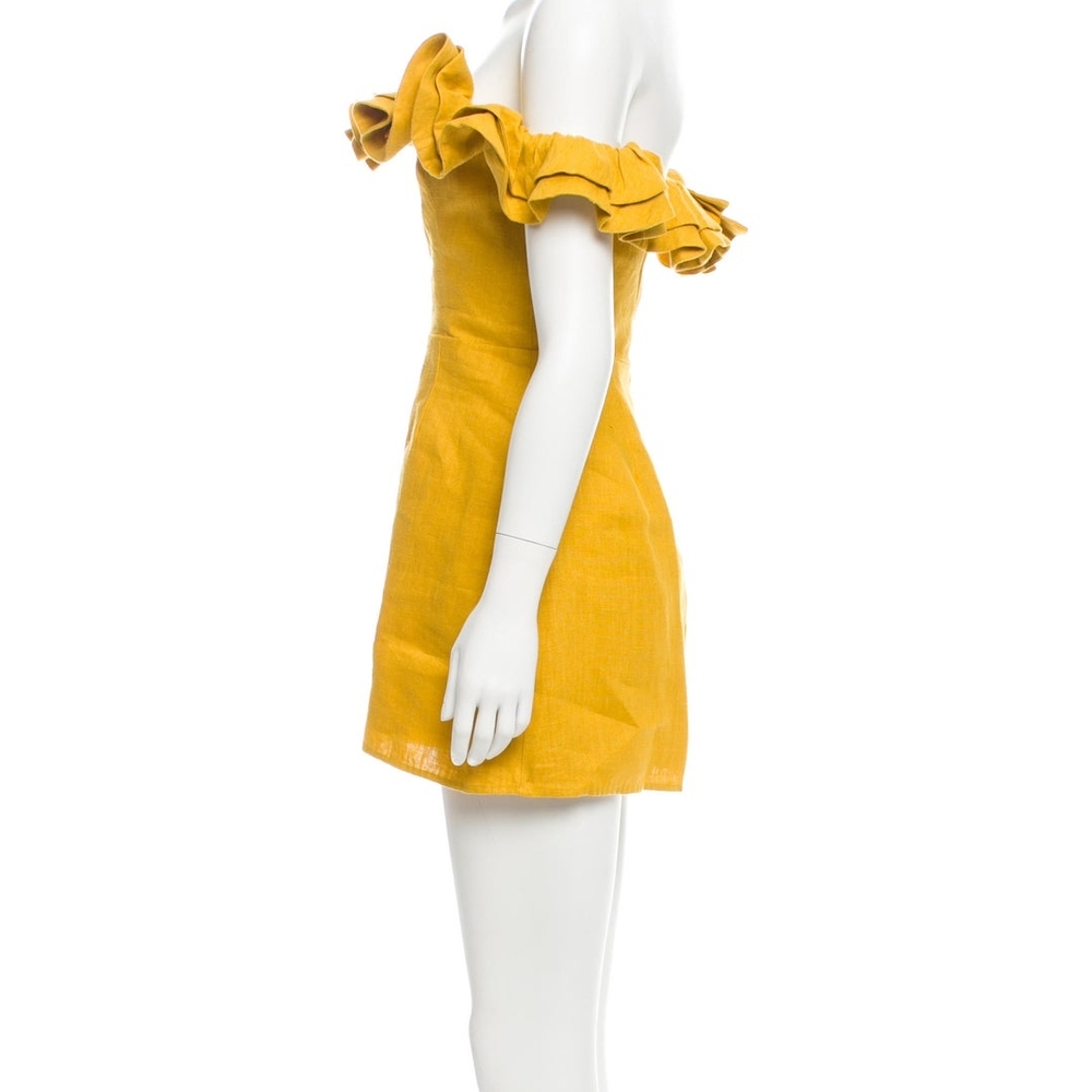 Reformation Ruffle Off Shoulder Linen Mini Dress Size 2 - Picture 4 of 6